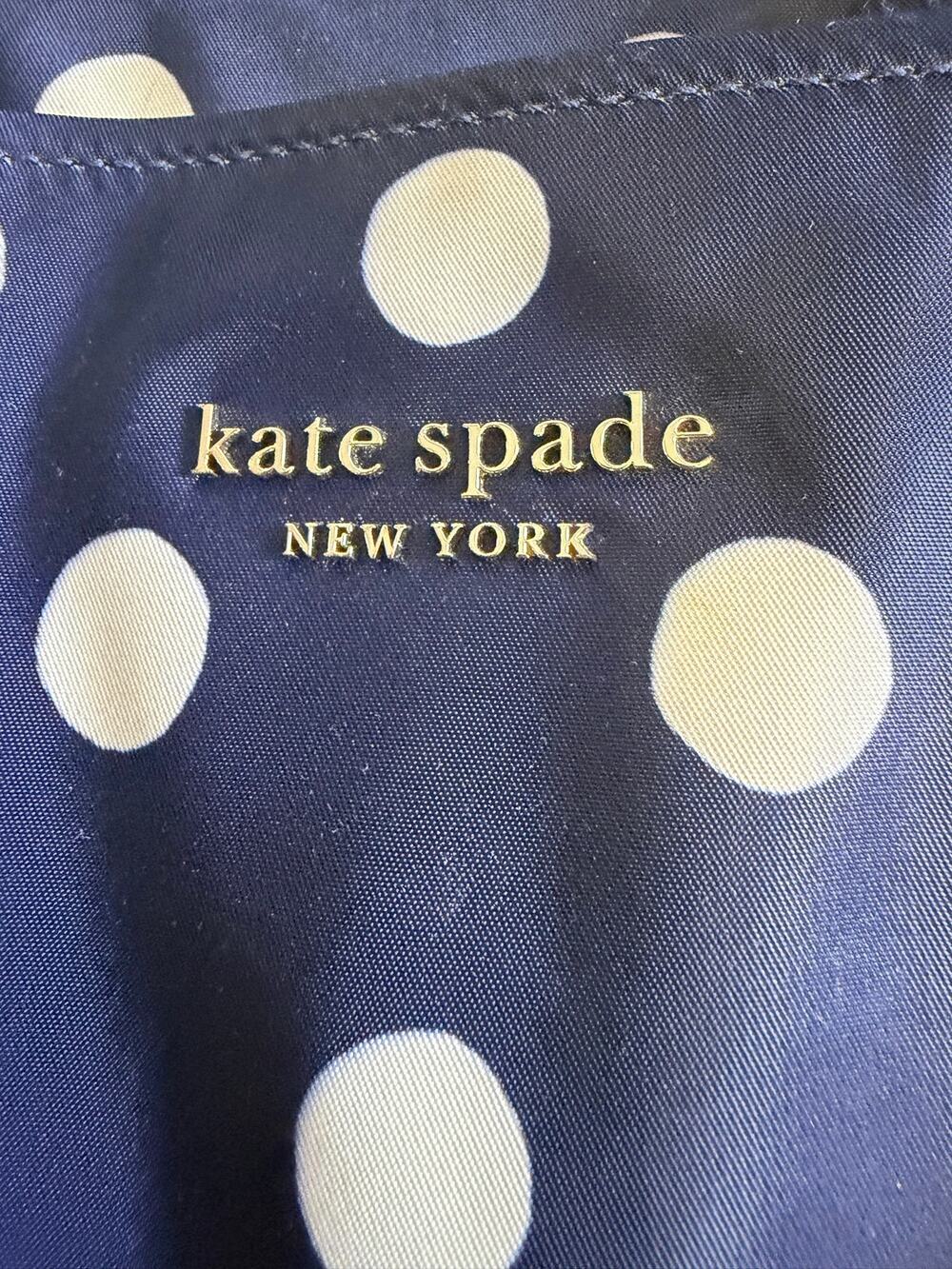Kate Spade New York Navy Cream Polka Dot Nylon Large Tote Shoulder Bag